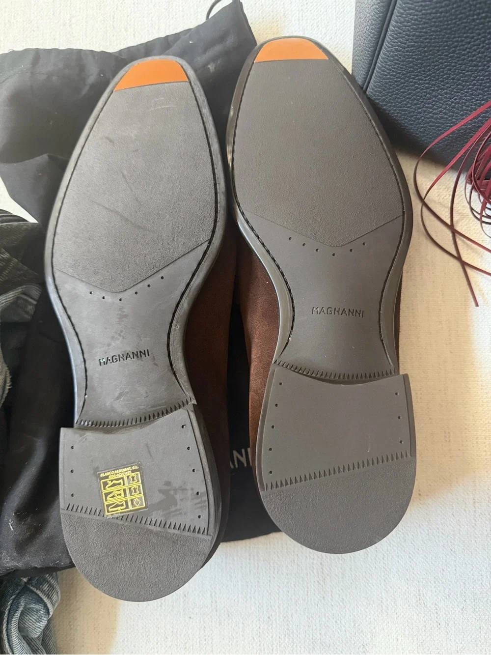 Magnanni Midbrown Suede Penny Loafers